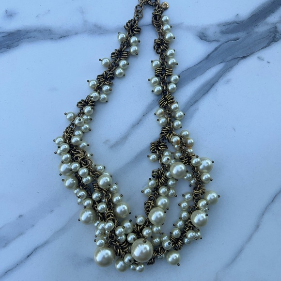 J. Crew Jewelry - J Crew faux pearl and brass necklace